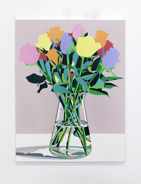 MKidd-Flower painting with beige background, 2012, oil on canvas, 56 x 72cm